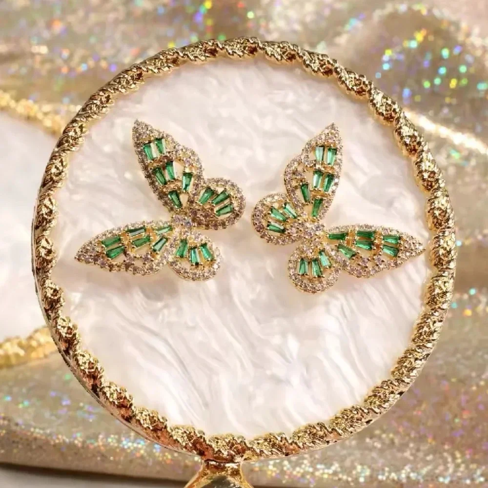 Butterfly Green 18K Gold Stainless Steel Waterproof Set - Picture 4 of 12